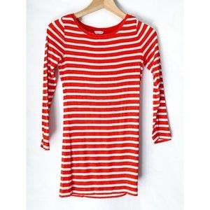 CLUB MONACO ORANGE NAUTICAL STRIPE LONG SLEEVE TOP